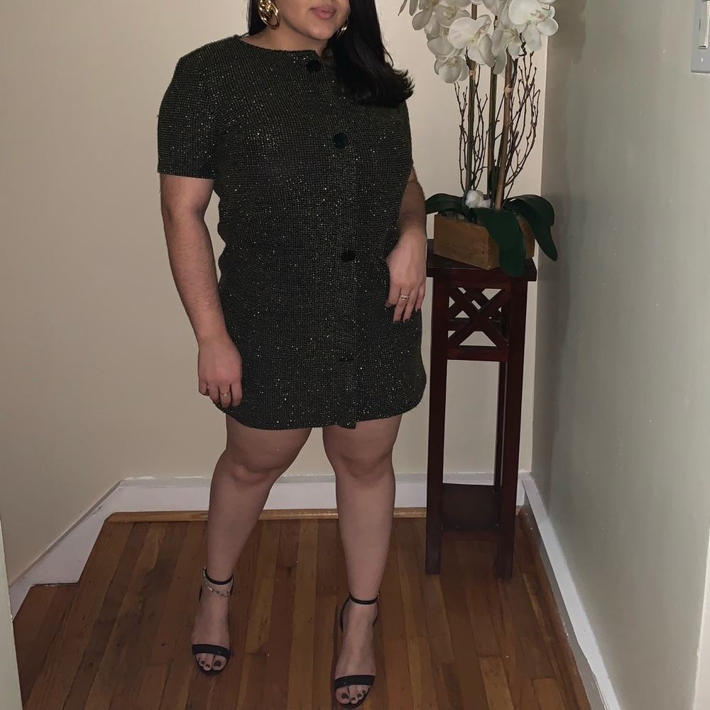 Glittery olive/ gold dress